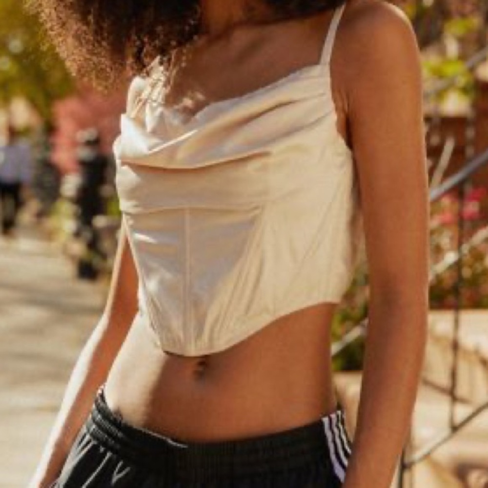 Urban Outfitters “Lexi” Champagne Satin Corset Top